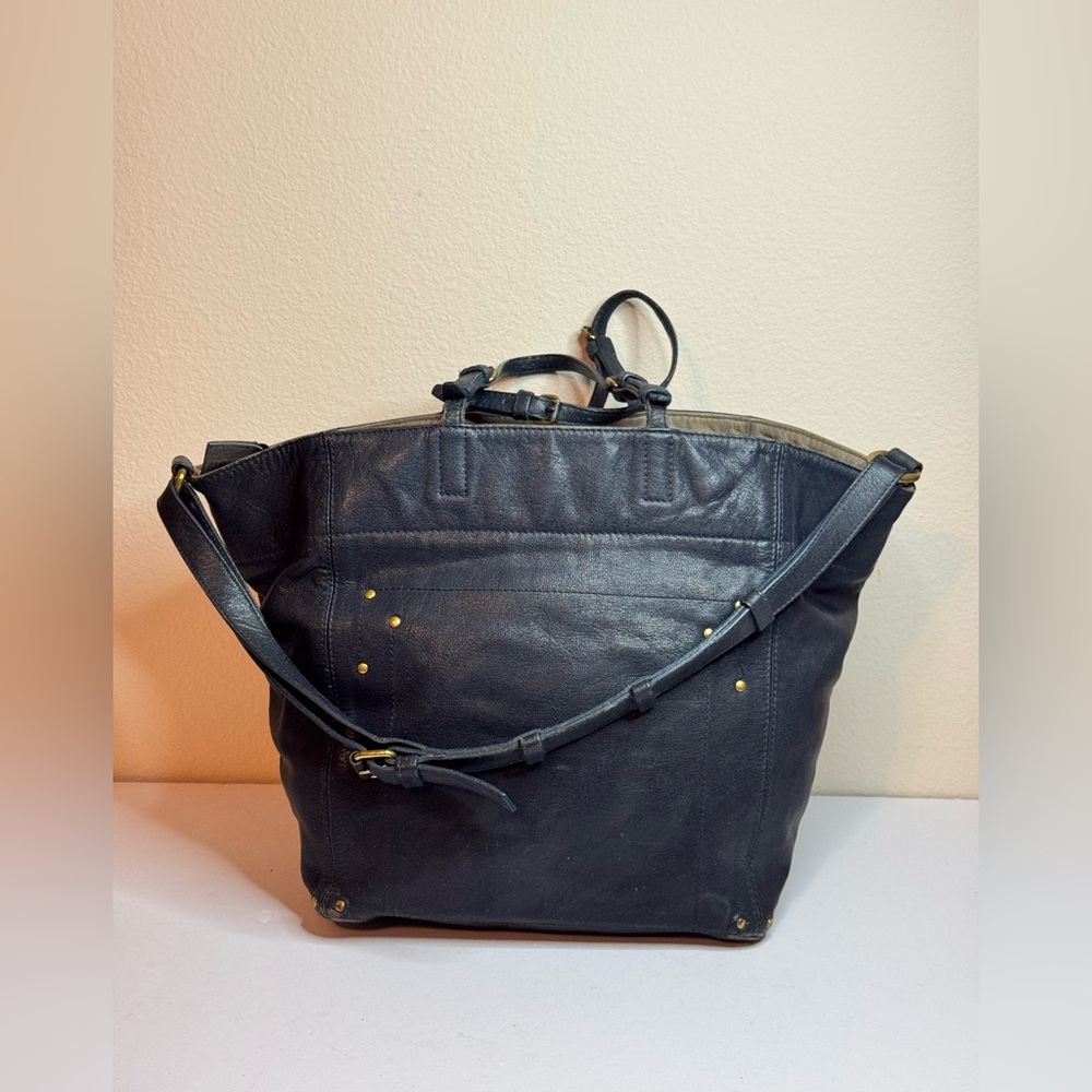 Jerome Dreyfuss Jacques Navy Blue Leather Handbag 2Way